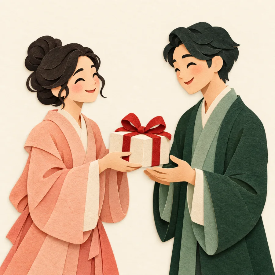 A person giving a gift