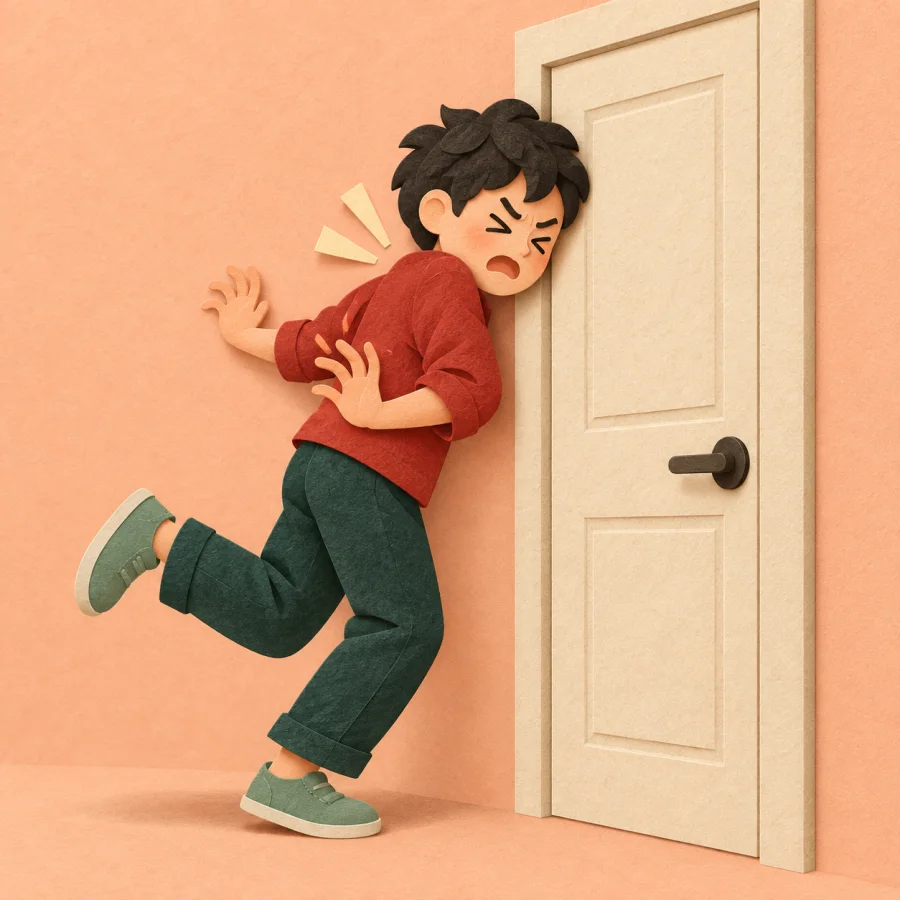 A person bumping into a door