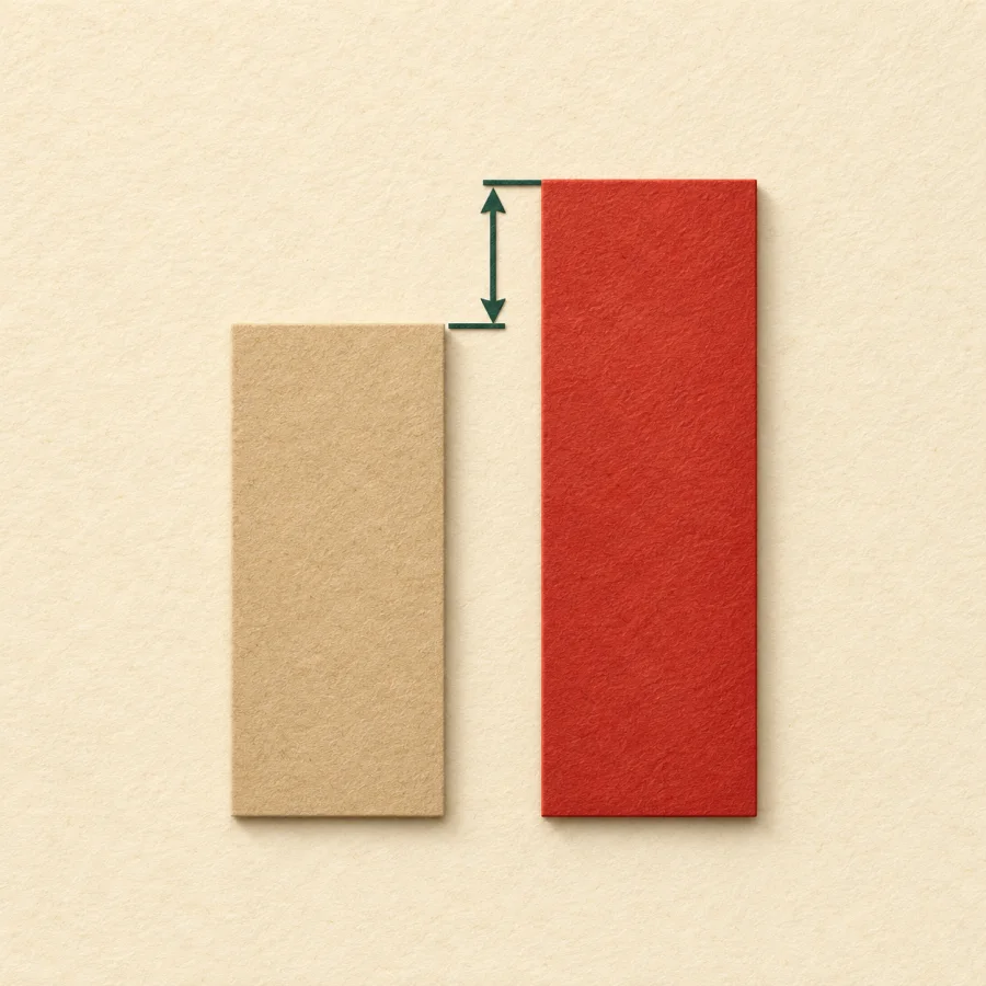 Two paper chart bars, the right one slightly taller