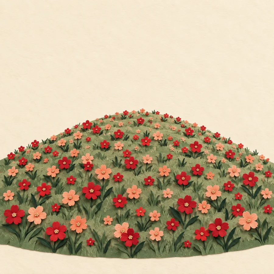 A hillside completely covered in flowers