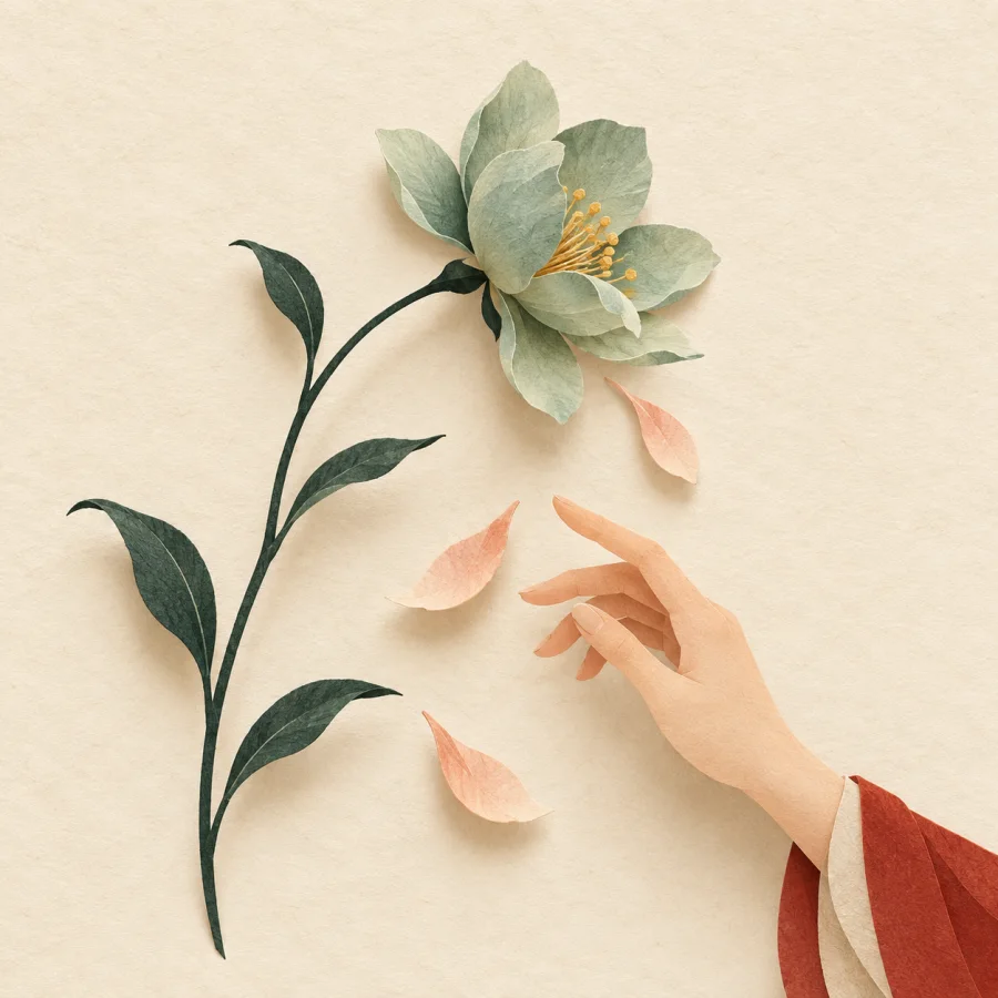 A delicate flower with petals falling off