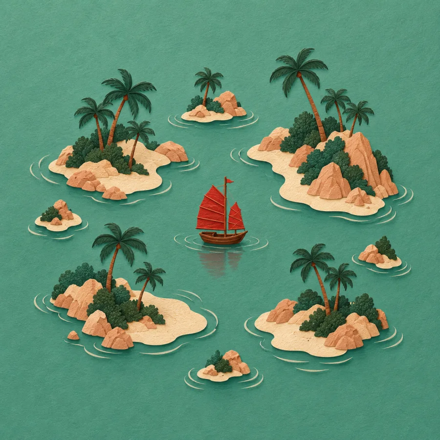 Small palm islands in a green ocean