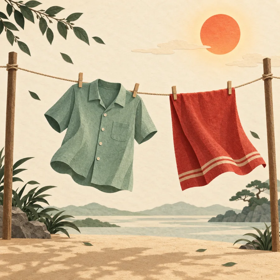 Clothes drying on a line in the sun