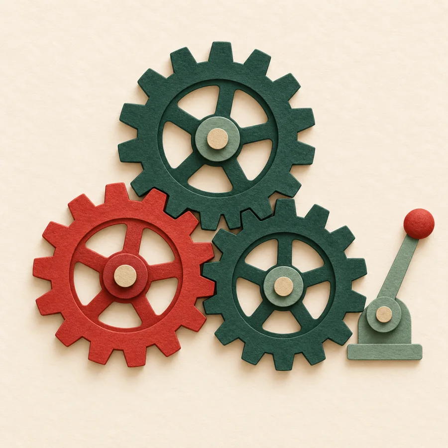 Interlocking gears with a small lever