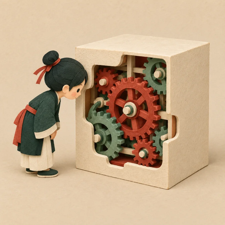 A plain-looking box hiding complex gears inside