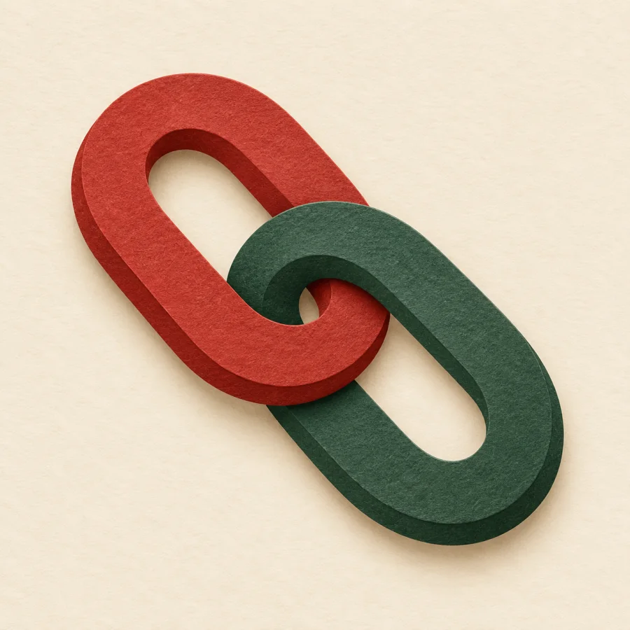 Two large chain links hooked together