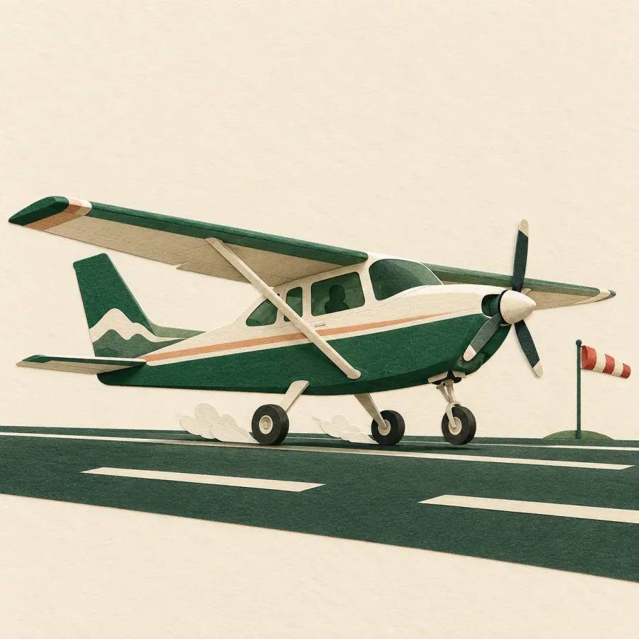 An airplane touches down on a runway