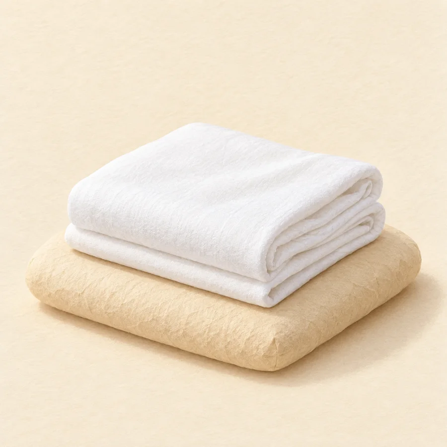 A folded cloth on a cushion