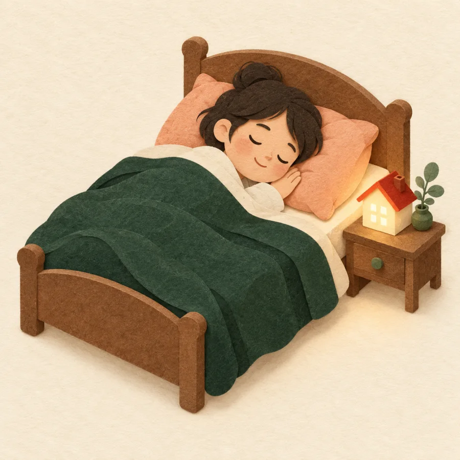 A person sleeping peacefully under a green blanket