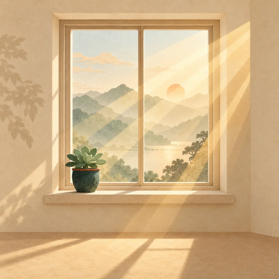 Sunlight passes through a clear window