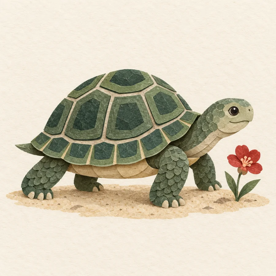 A green turtle slowly crawls across sand
