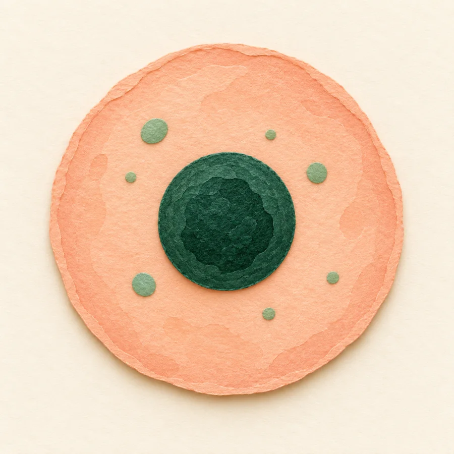 A large round cell with a dark nucleus in the centre