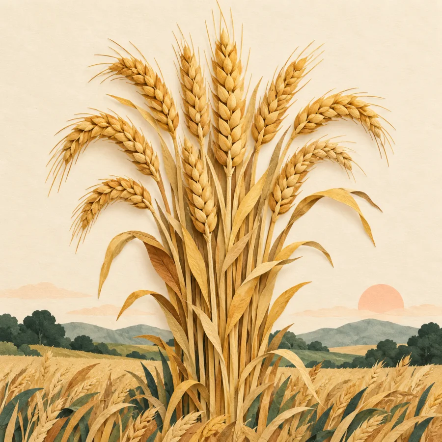 Golden ears of wheat standing in a field