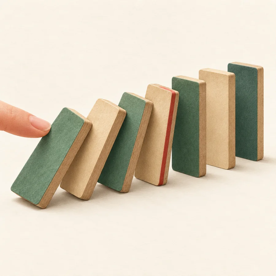 A row of tiles topples one after another