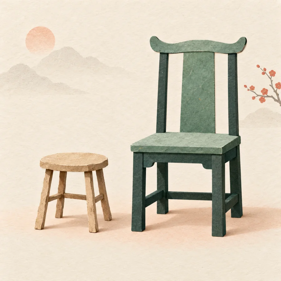 A small stool beside a chair