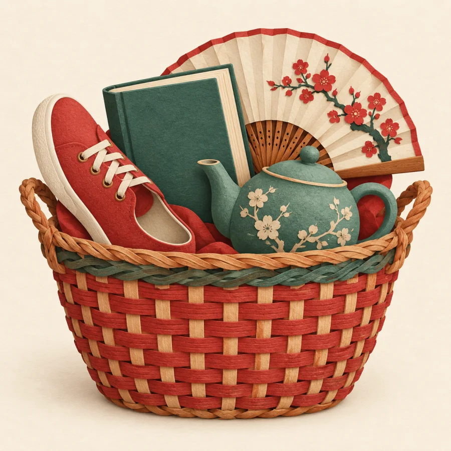 A big basket full of mixed random items