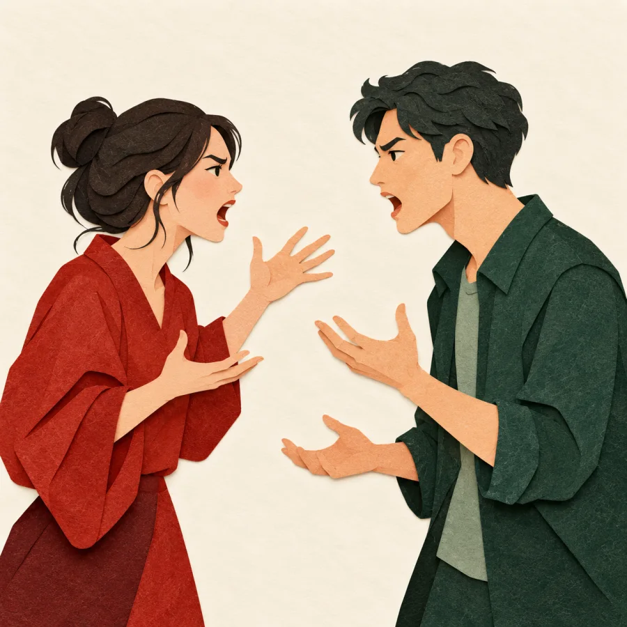 Two people argue facing each other
