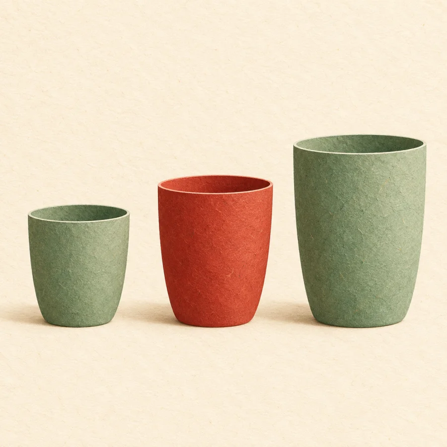 Three glasses of different heights, the middle one marked