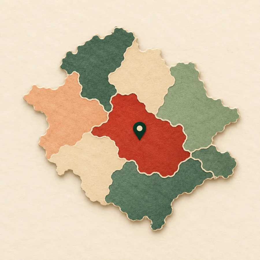 A map with one region colored in