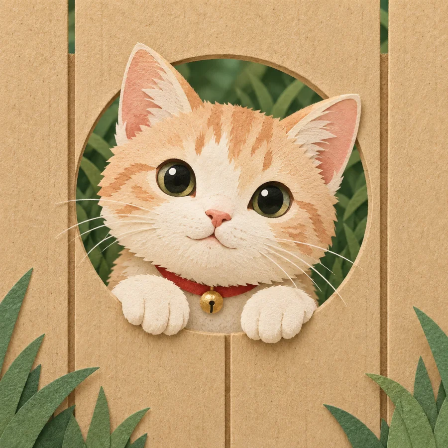 A cat squeezes through a round hole in a fence