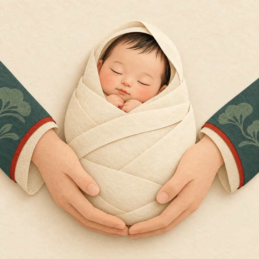 Ein neugeborenes Baby auf dem Arm