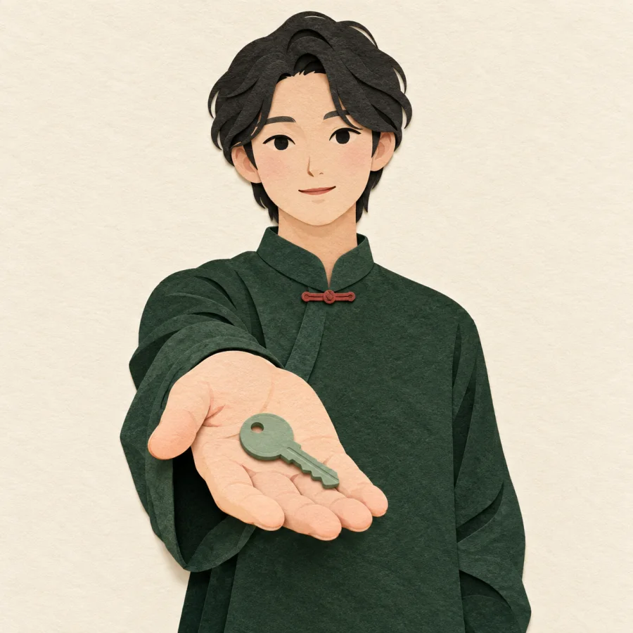 คนยื่นกุญแจบ้านให้ผู้เช่า