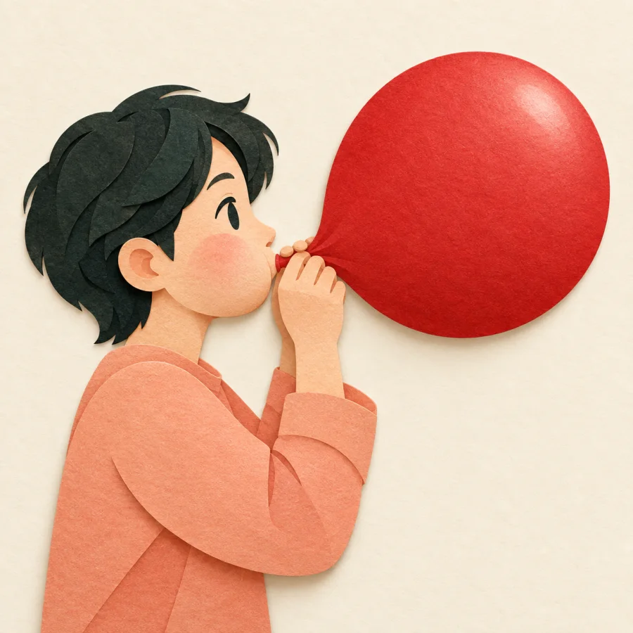 Seseorang yang meniup balon