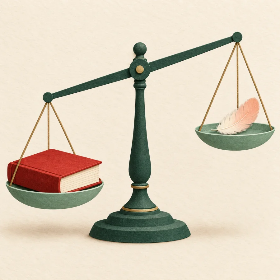 A scale tips strongly toward a thick book