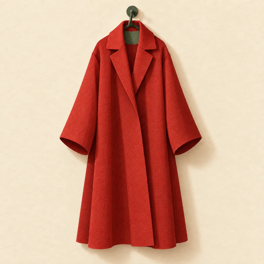 Un long manteau accroché à un portemanteau