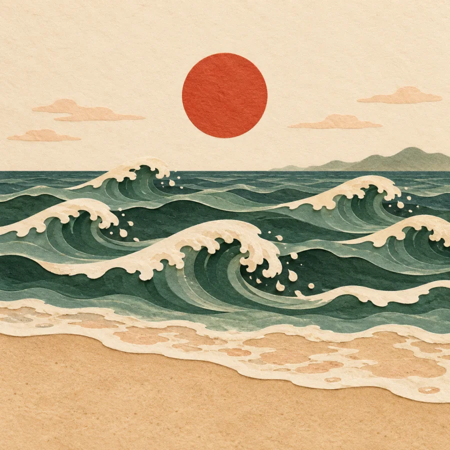 Waves roll onto the shore one after another