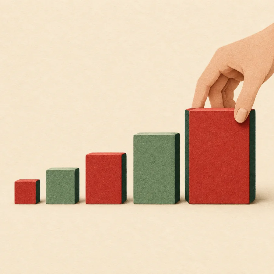 A row of blocks from smallest to largest