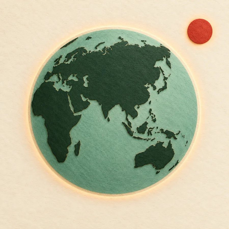 The Earth with a thin glowing layer of air around it