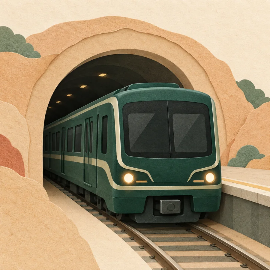 A train leaving a tunnel