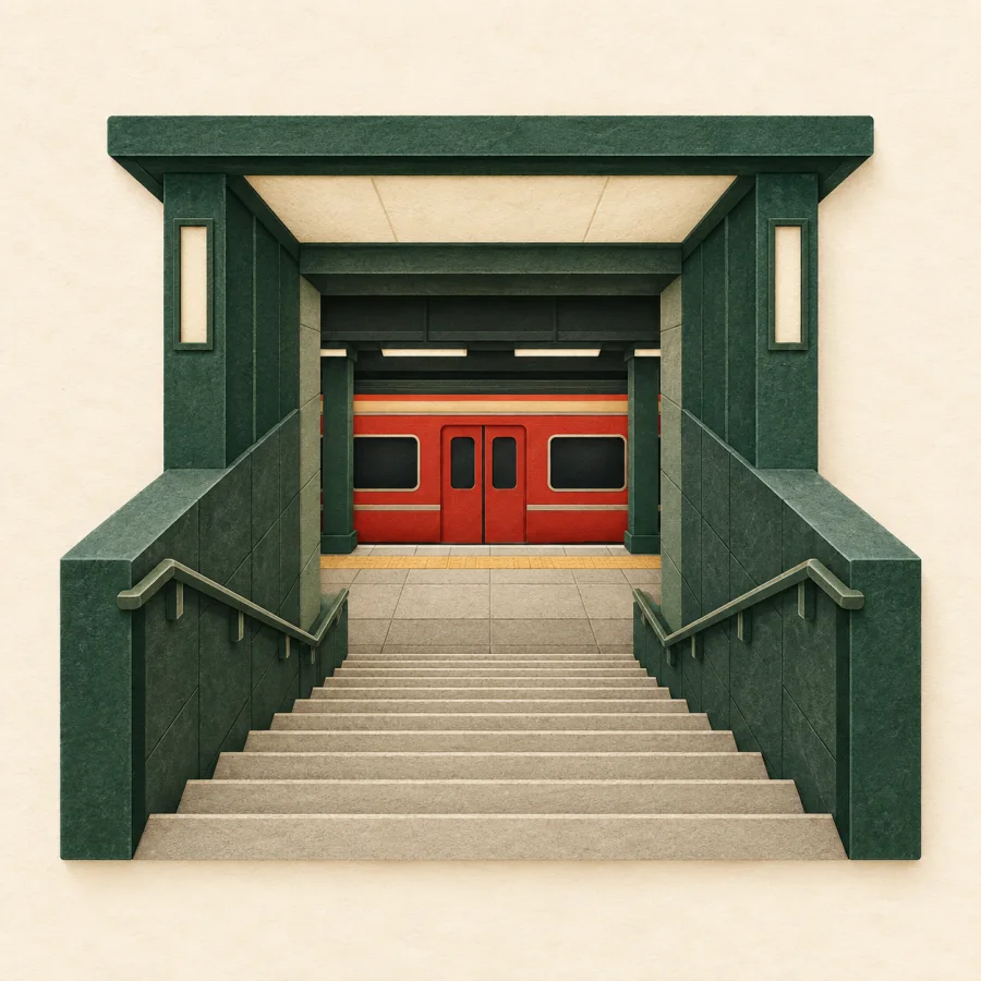 ทางเข้าสถานีรถไฟใต้ดินพร้อมบันได
