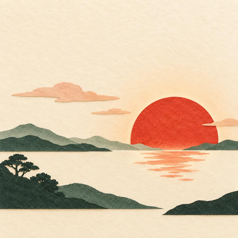 Eine Sonne, die am Horizont aufgeht