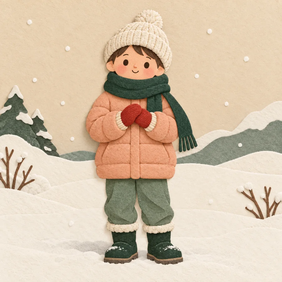 Uma pessoa agasalhada na neve