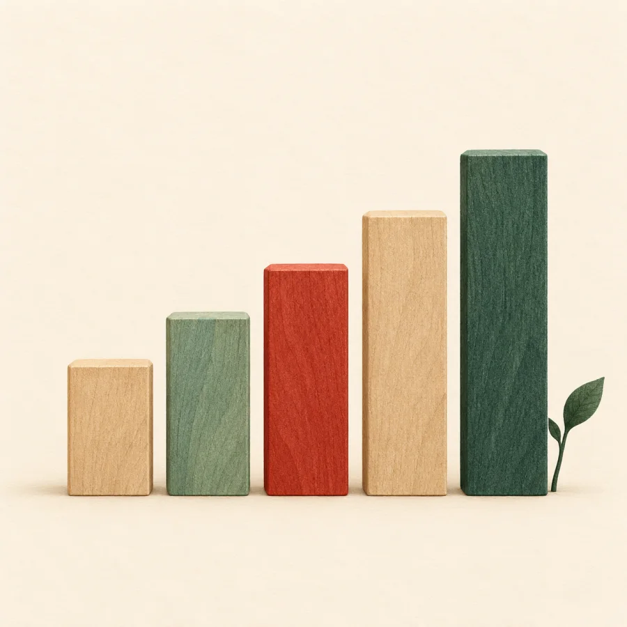A row of blocks grows steadily taller from left to right