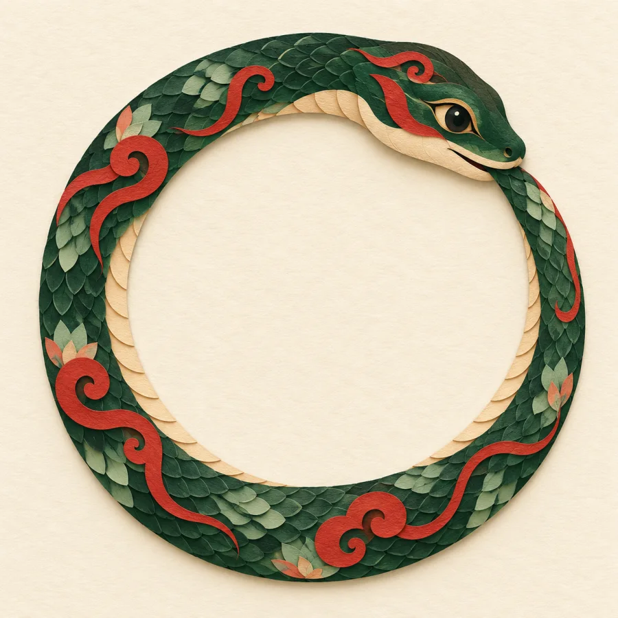 A snake bites its own tail, forming a circle