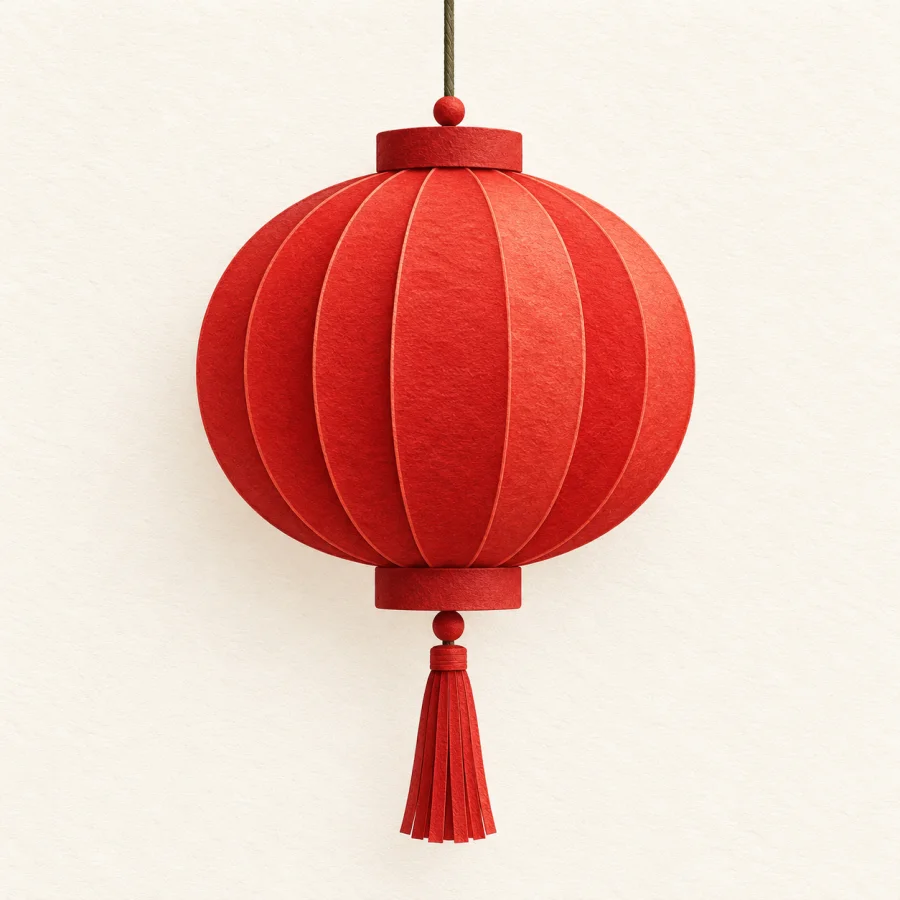 A red lantern against a white snowy wall