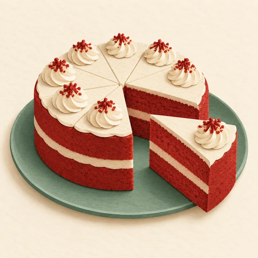 One large slice of cake is set apart from the rest
