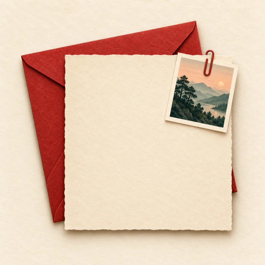 A paper clip attaches a photo to a letter