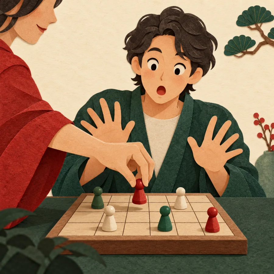 A person reaches into someone else's board game