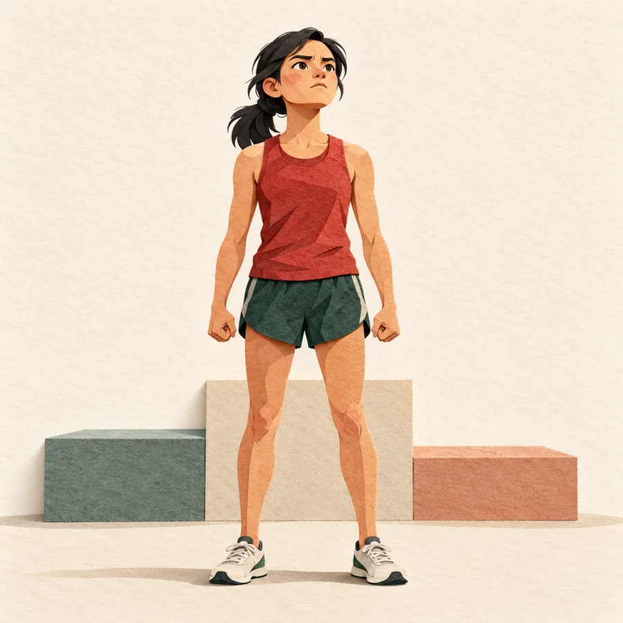A runner clenches their fists after losing a race