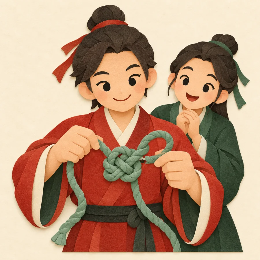 A person deftly unties a knot in a rope
