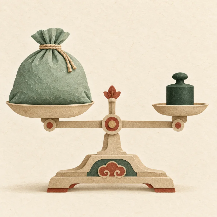 A bag on a market scale