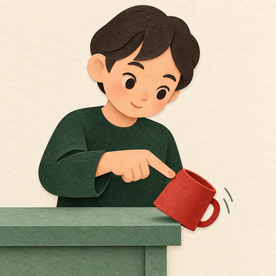 A person tipping over a cup
