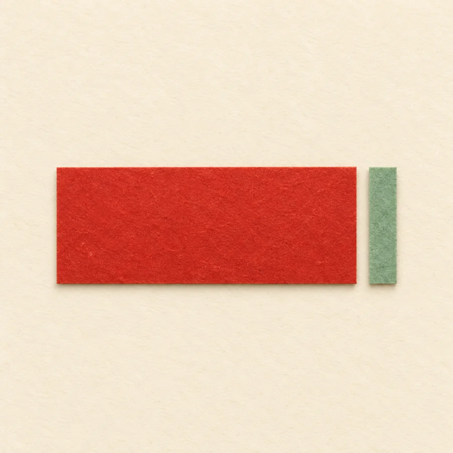 One red horizontal bar and one thin green vertical bar