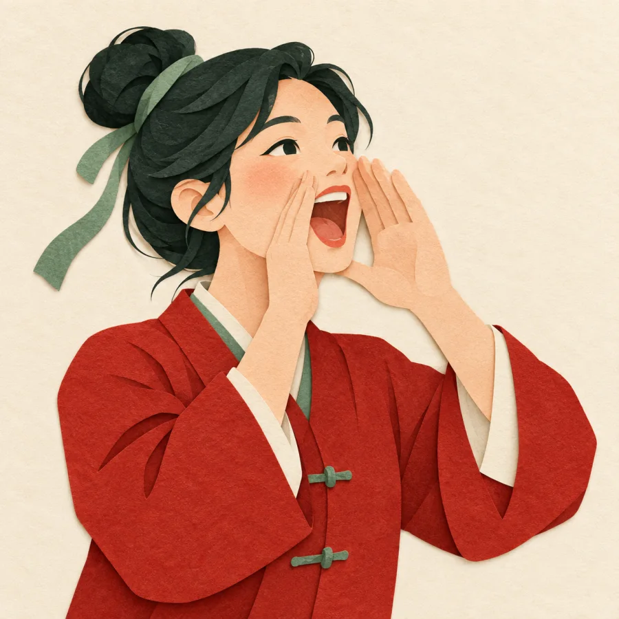 คนกำลังเรียกเพื่อน