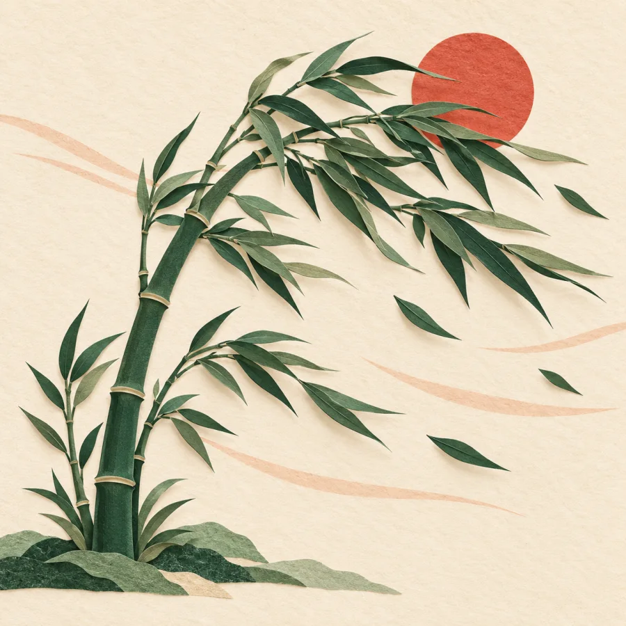 Young bamboo bends in the wind without breaking