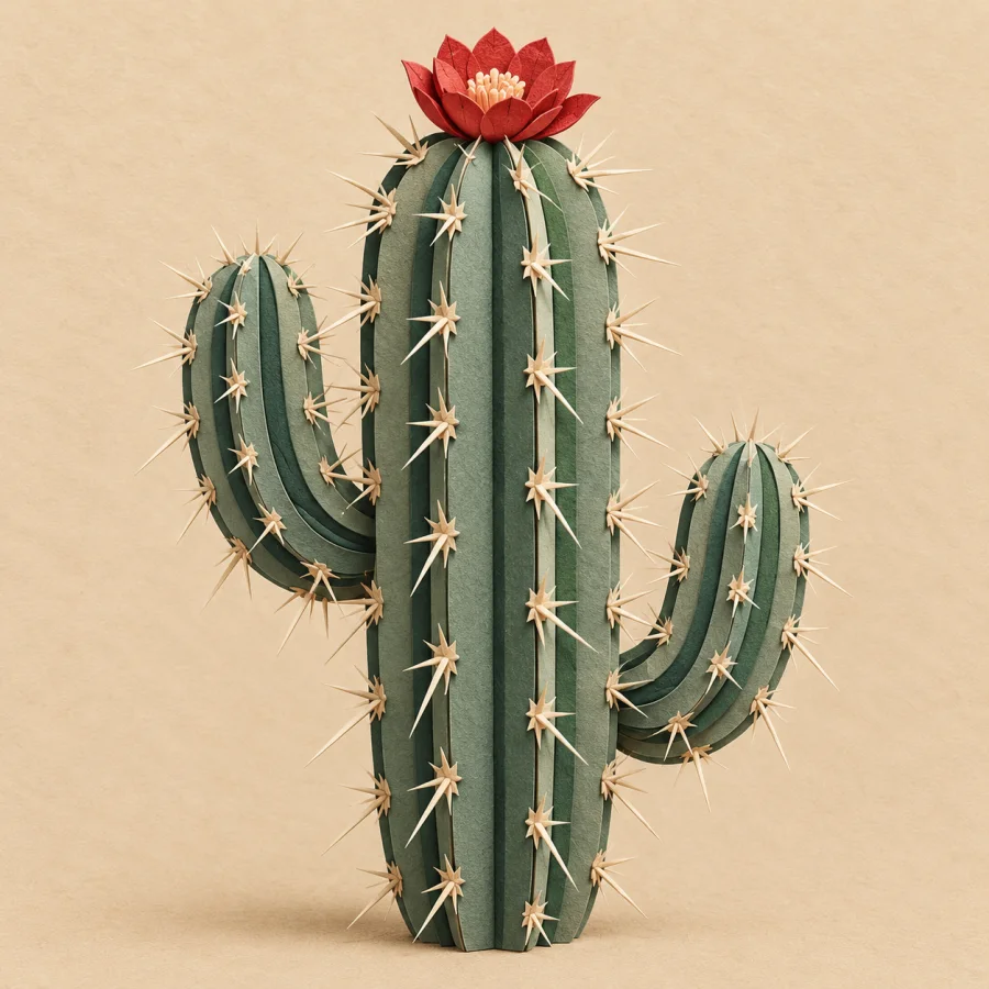 A large cactus with long sharp spines